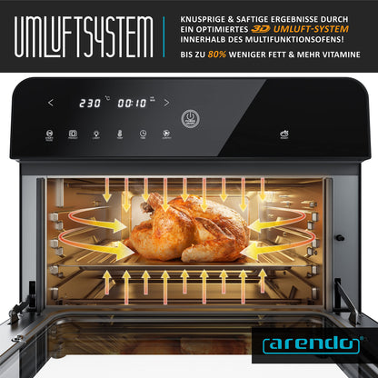 Arendo Heissluftfritteuse Multifunktionsofen – 25L Edelstahl