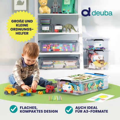 Deuba® RB60 Aufbewahrungsboxen - 6x 30l transparent mit Rollen