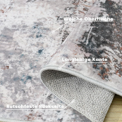Chicnix Teppich 160x230 Waschbar - Abstrakt Grau Rost Beige