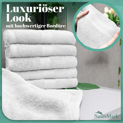 NatureMark Handtücher Set 8-teilig – 100% Baumwolle, 50×100 cm, Weiss