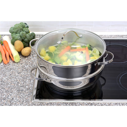 GRÄWE Pro-Line Dampfgarer Servierpfanne 28 cm - 2 Dampfeinsätze