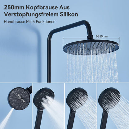 Auralum Regendusche Duschsystem ohne Armatur - Schwarz