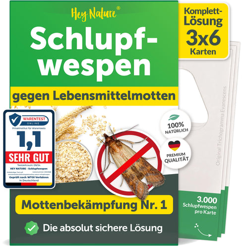 Hey Nature® Schlupfwespen gegen Lebensmittelmotten – 18 Karten