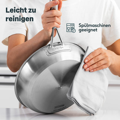 SILBERTHAL Edelstahlpfannen Set - 28cm, 2-teilig, beschichtet/unbeschichtet