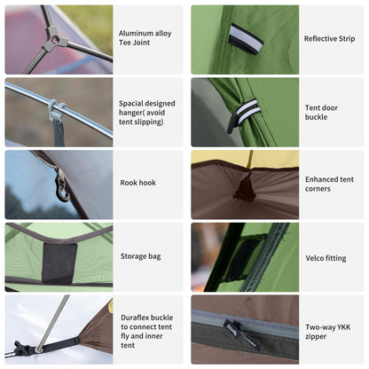 Naturehike Cloud up 2 Ultraleicht Zelt 2P - Upgrade 20D Waldgrün