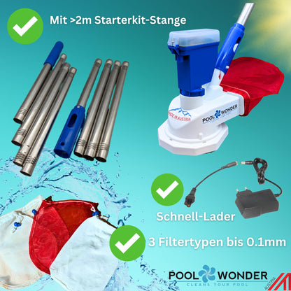 Poolwonder V2 Li-Ionen Akku Poolsauger – Kabelloser Poolreiniger