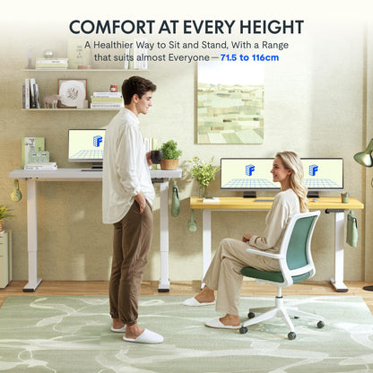 FLEXISPOT Höhenverstellbarer Schreibtisch 140x80cm - Ahorn/Weiss