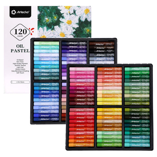 Artecho Ölpastellkreiden Set 120 Farben, weiche Ölpastelle, 120 Kreiden mit Papierhülle im Farbmix