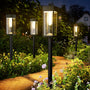 BITPOTT Solarleuchten Aussen 4er-Set, IP65 Gartenleuchten warmweiss – ABS-Gehäuse mit transparentem Lampenschirm