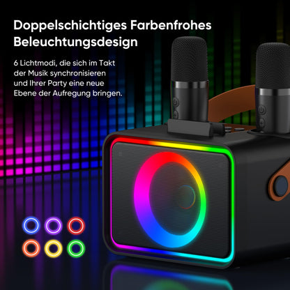 Wowstar Karaoke Maschine mit 2 Mikrofonen, Bluetooth Lautsprecher