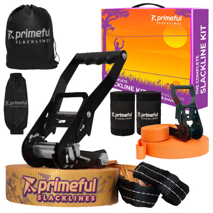 Primeful® Slackline Set Komplettset für Balance Training 18,5m