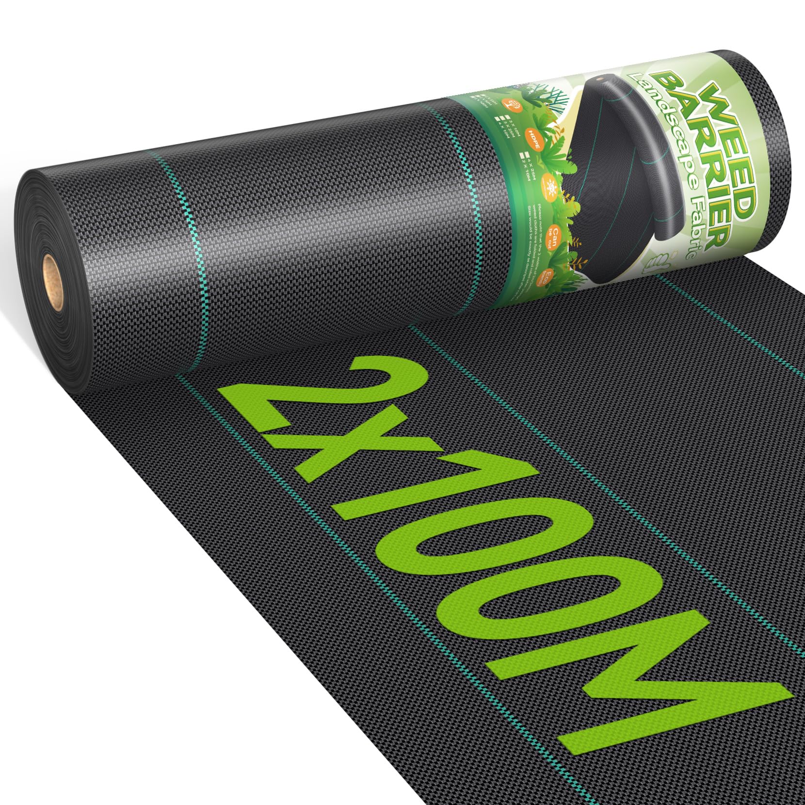 iropro Unkrautvlies Rolle reissfest 2m x 100m - 90g/m². Schwarze, gewebte Geotextil-Rolle. Hemmt Unkrautwachstum unter Mulch und Kies.
