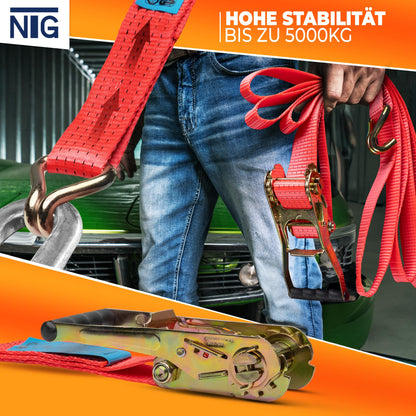 NTG Spanngurt-Set mit Ratsche, 8 m, 10-teilig, LC 5000 daN, TÜV/GS