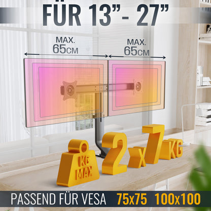 RICOO TS3811 Dual Monitor Halterung – Tischmontage 13-27 Zoll