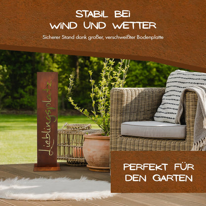 Rostikal Metallschild Lieblingsplatz aus Cortenstahl, 71 cm