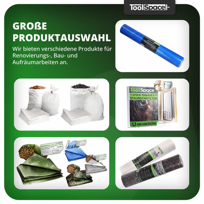 ToolSpace PP-Gewebesäcke 50 Stück, 50 kg Tragkraft, Bauschuttsäcke