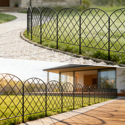 Thealyn Gartenzaun Metall Steckzaun, 10 Paneele, 3,3 m, schwarz