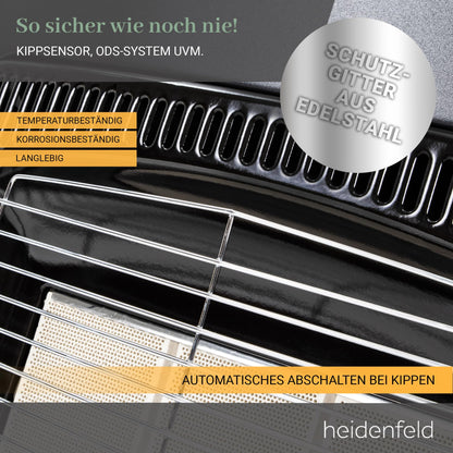 Heidenfeld Inferno GH100 Gasheizung für Innenräume - Schwarz