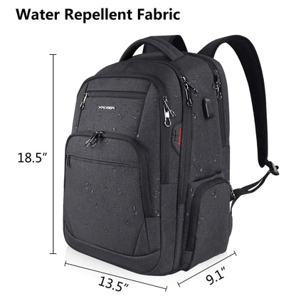 KROSER Laptop Rucksack Business 17,3 Zoll wasserabweisend Schwarz