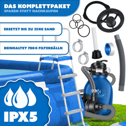 KESSER® Sandfilteranlage Poolfilter – 10 m³/h Filterbälle Blau