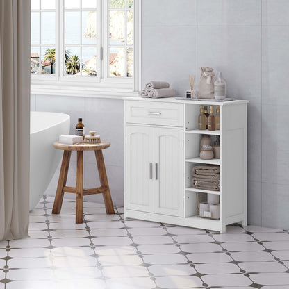 EUGAD Badezimmerschrank schmal - Schublade, 2 Türen, Weiss