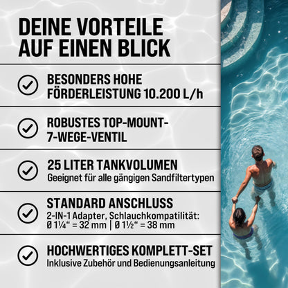 MONZANA Sandfilteranlage SF12K 400 W 10.200 l/h für Pools bis 35.000 l