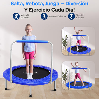 SereneLife Kindertrampolin SLELT367 klappbar, Ø 91 cm, himmelblau