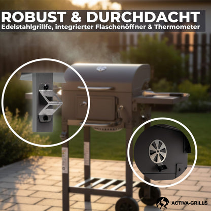 ACTIVA Holzkohlegrill Angular Smart mit Deckel und Thermometer
