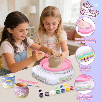 Weilim Töpferscheibe für Kinder, DIY-Töpferset mit Ton und Zubehör