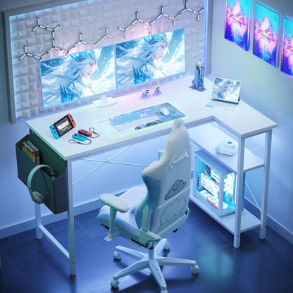 BEXEVUE L-förmiger Gaming Tisch 120x70 cm – Weiss, umkehrbar