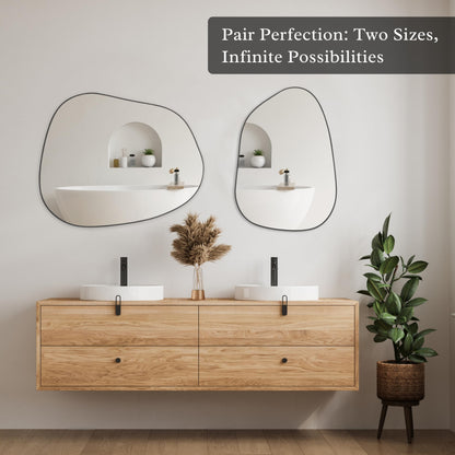 PERFNIQUE Asymmetrischer Wandspiegel - Schwarz, 69x48 cm