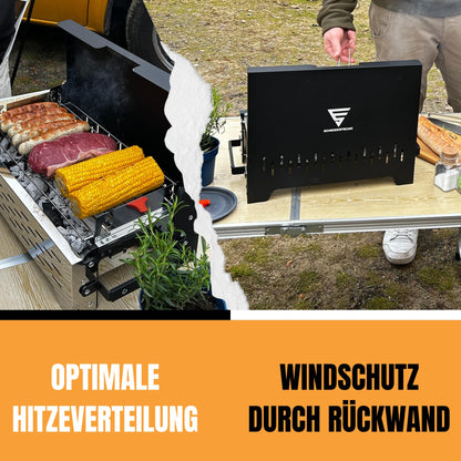 SCHNEIDERFREUDE Klappgrill 2.0 – höhenverstellbarer Holzkohlegrill