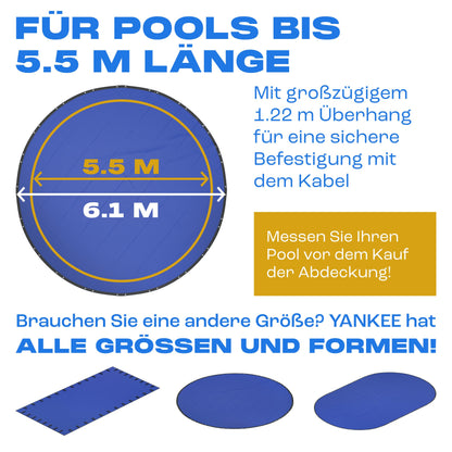 Yankee Poolabdeckung Ø 610 cm - Blau Sommer/Winter (500-550 cm)