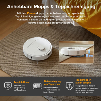 roborock Qrevo QV 35A Saugroboter mit Wischfunktion, 8000 Pa, weiss