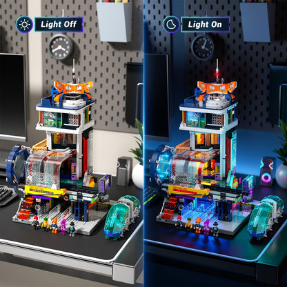 Lumibricks Cyberpunk Schwebezug-Station Baustein-Set mit LED