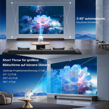 VisionMini Smart Beamer Tragbar - WiFi6 1080P 220° Rotation