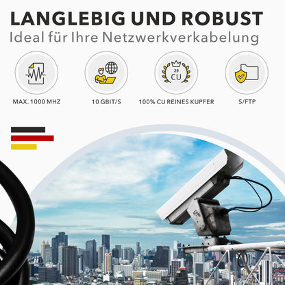 RedStar24 Cat7 S/FTP Erdkabel Netzwerkkabel - 100m Schwarz Outdoor