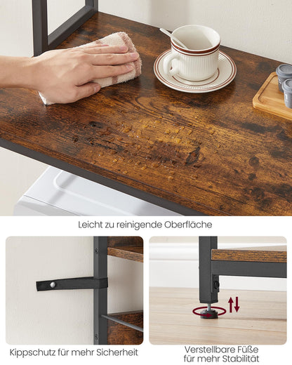 VASAGLE Küchenregal KKS025B01EU mit Steckdosen vintagebraun-schwarz