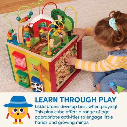 Battat Großer Motorikwürfel Motorikspielzeug Bauernhof Holz