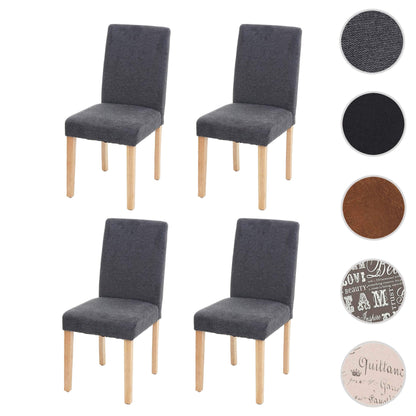 Mendler Littau Esszimmerstuhl 4er-Set - Anthrazitgrau Textil