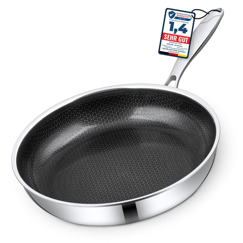 Morleos Keramik Wabenpfanne Ø 32cm - PFAS/PTFE Frei. Runde Keramikpfanne mit Wabenstruktur für gleichmäßiges Braten und Antihaftwirkung.