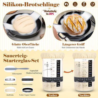 INNOCHEER Sauerteig Starter Set mit Gärkörbchen, 23 cm und 25 cm