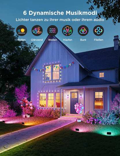 Govee Outdoor LED Strahler RGBWW Alexa Matter 4er Set