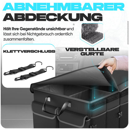 FORTEM Kofferraum-Organizer Auto 85L, faltbar, mit Deckel
