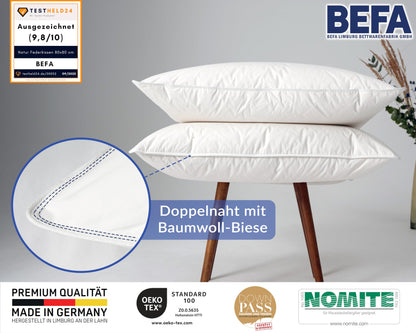 BEFA NATUR Federkissen Kopfkissen Set 80x80 cm (2er)