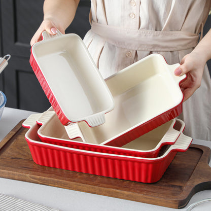MALACASA Bake.Bake Auflaufform-Set 4-teilig Keramik Rot