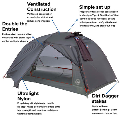 Big Agnes Copper Spur HV UL2 Bikepack Zelt - grau