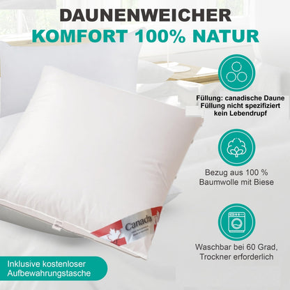 Canada Daunenkissen Plus – Medium 800g, canadische Daunen