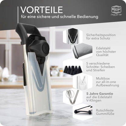 Börner Gemüsehobel V6 Edelstahl mit V-Klinge – Starter Set