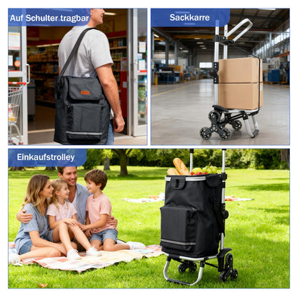 Sekey Einkaufstrolley XXL Treppensteiger, faltbar, Aluminium, schwarz